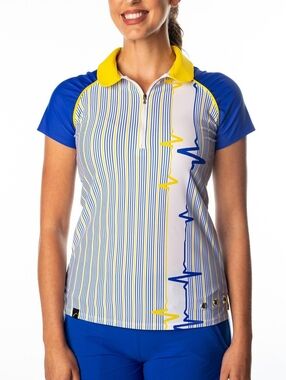 SwingDish Grace Striped Short Sleeve Polo Top Size XL